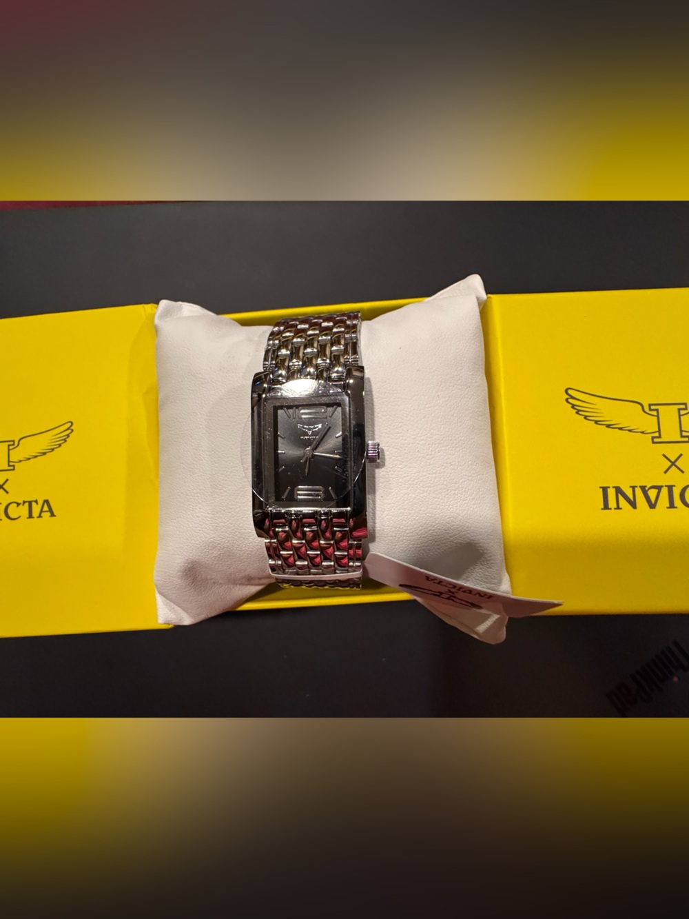 Invicta Silver Bracelet Watch with Black Dial
